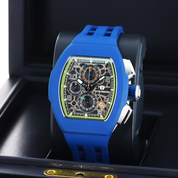 Tsar Bomba Quartz Skeleton Chronograph Interchangeable ’Blue Raptor’ TB8218 - Picture 2 of 10